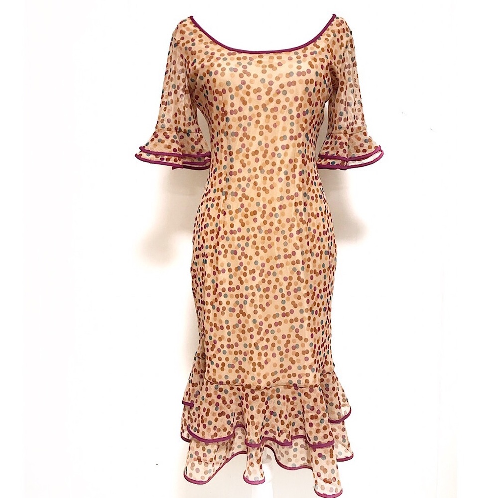 Tatyana 50s ruffle polka dot fit and flare dress